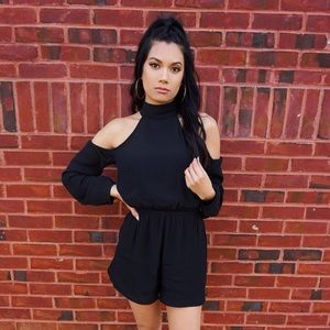 Cold Shoulder Romper - Black